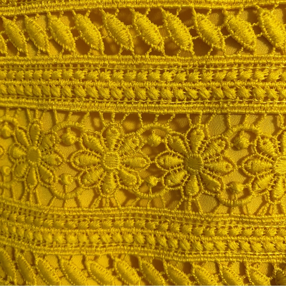 J. Crew Sunny Yellow Eyelet Crochet Lace Tiered Midi Dress Sundress Size 16 - Picture 15 of 15